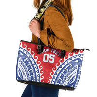 Custom Tuamotu Archipelago Leather Tote Bag Polynesian Tribal Tattoo