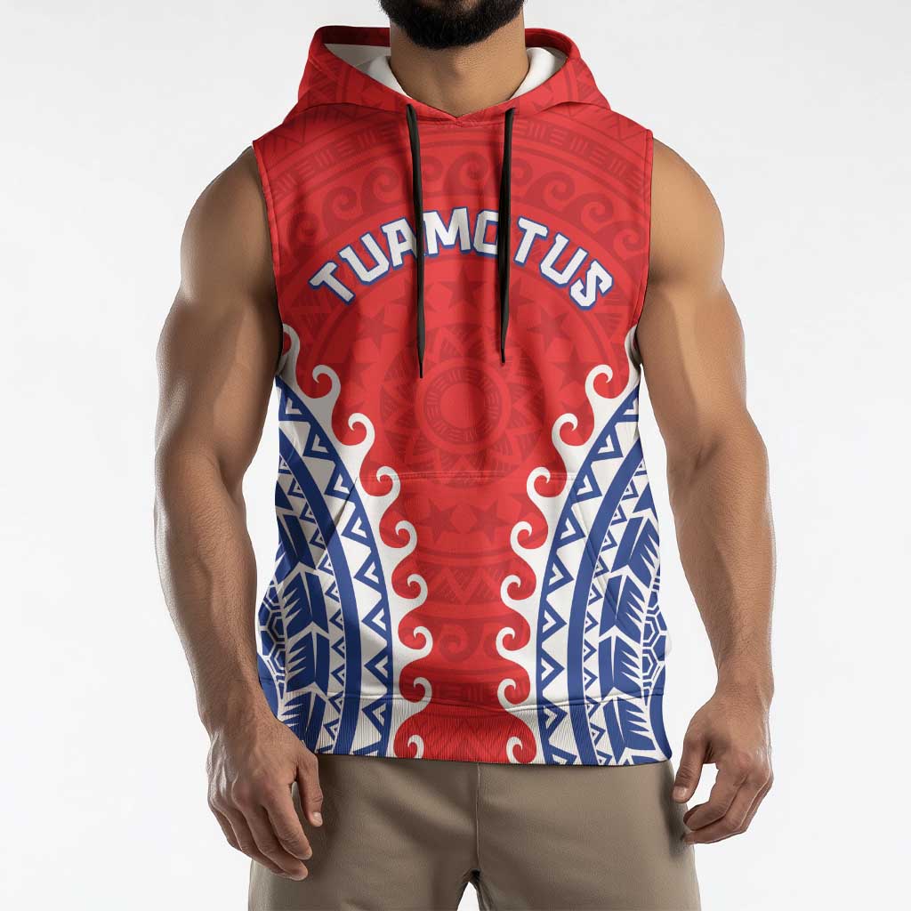 Custom Tuamotu Archipelago Sleeveless Hoodie Polynesian Tribal Tattoo LT05 - Polynesian Pride