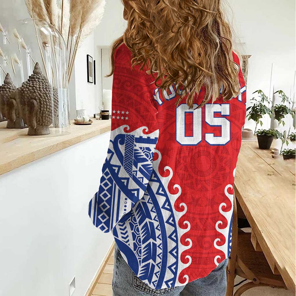 Custom Tuamotu Archipelago Women Casual Shirt Polynesian Tribal Tattoo