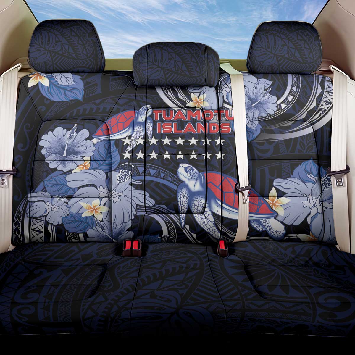 Tuamotu Islands Back Car Seat Cover Polynesian Pattern With Turtle