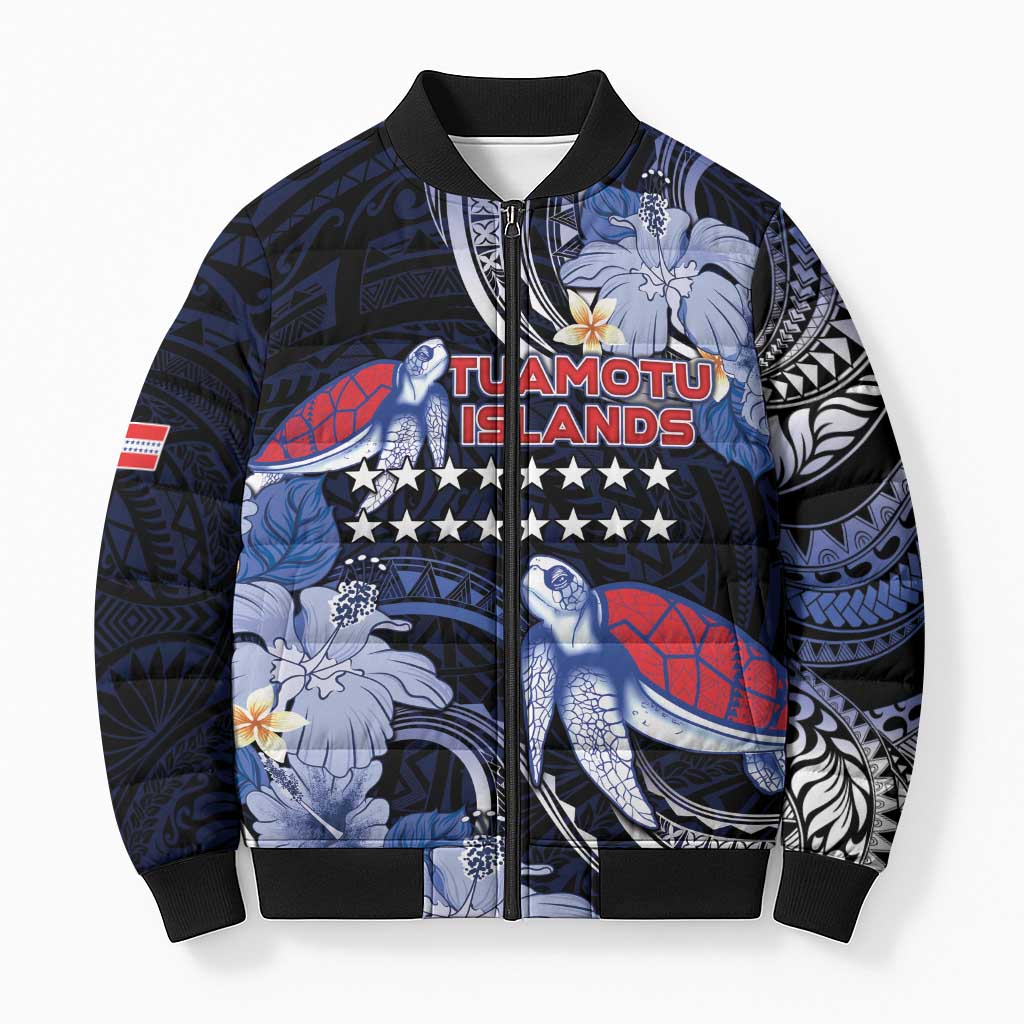 Tuamotu Islands Bomber Puffer Jacket Polynesian Pattern With Turtle