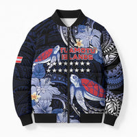 Tuamotu Islands Bomber Puffer Jacket Polynesian Pattern With Turtle