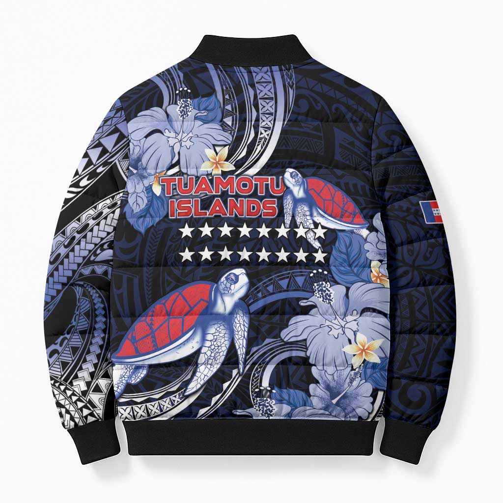 Tuamotu Islands Bomber Puffer Jacket Polynesian Pattern With Turtle