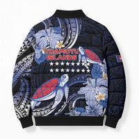 Tuamotu Islands Bomber Puffer Jacket Polynesian Pattern With Turtle