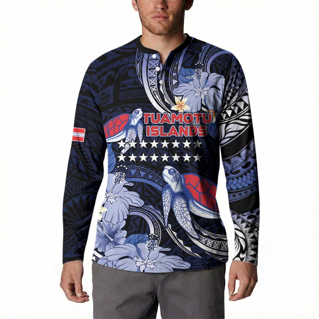Tuamotu Islands Button Sweatshirt Polynesian Pattern With Turtle