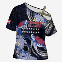 Tuamotu Islands Cross Shoulder Shirt Polynesian Pattern With Turtle