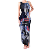 Tuamotu Islands Family Matching Tank Maxi Dress and Hawaiian Shirt Polynesian Pattern With Turtle