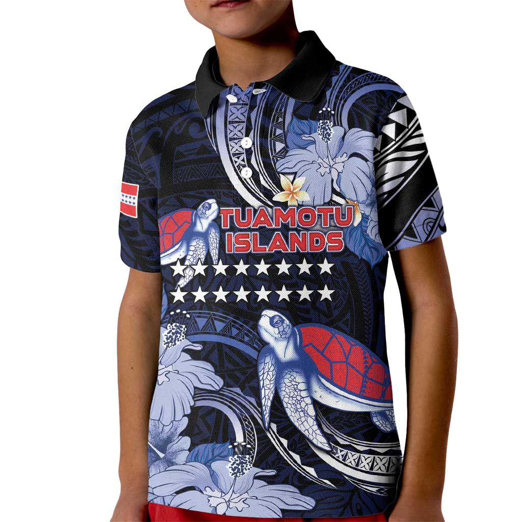 Tuamotu Islands Kid Polo Shirt Polynesian Pattern With Turtle