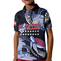 Tuamotu Islands Kid Polo Shirt Polynesian Pattern With Turtle