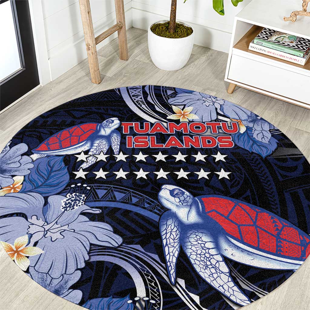Tuamotu Islands Round Carpet Polynesian Pattern With Turtle