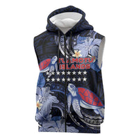Tuamotu Islands Sleeveless Zip Hoodie Polynesian Pattern With Turtle