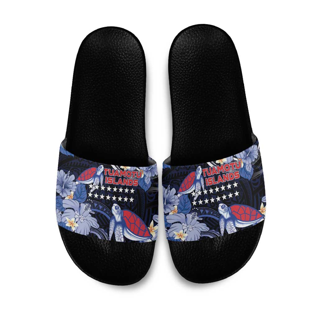 Tuamotu Islands Slide Sandals Polynesian Pattern With Turtle
