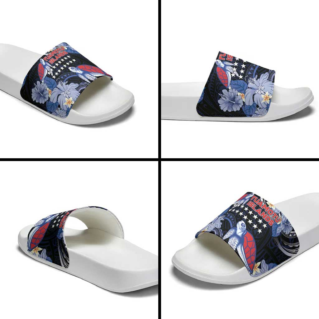 Tuamotu Islands Slide Sandals Polynesian Pattern With Turtle