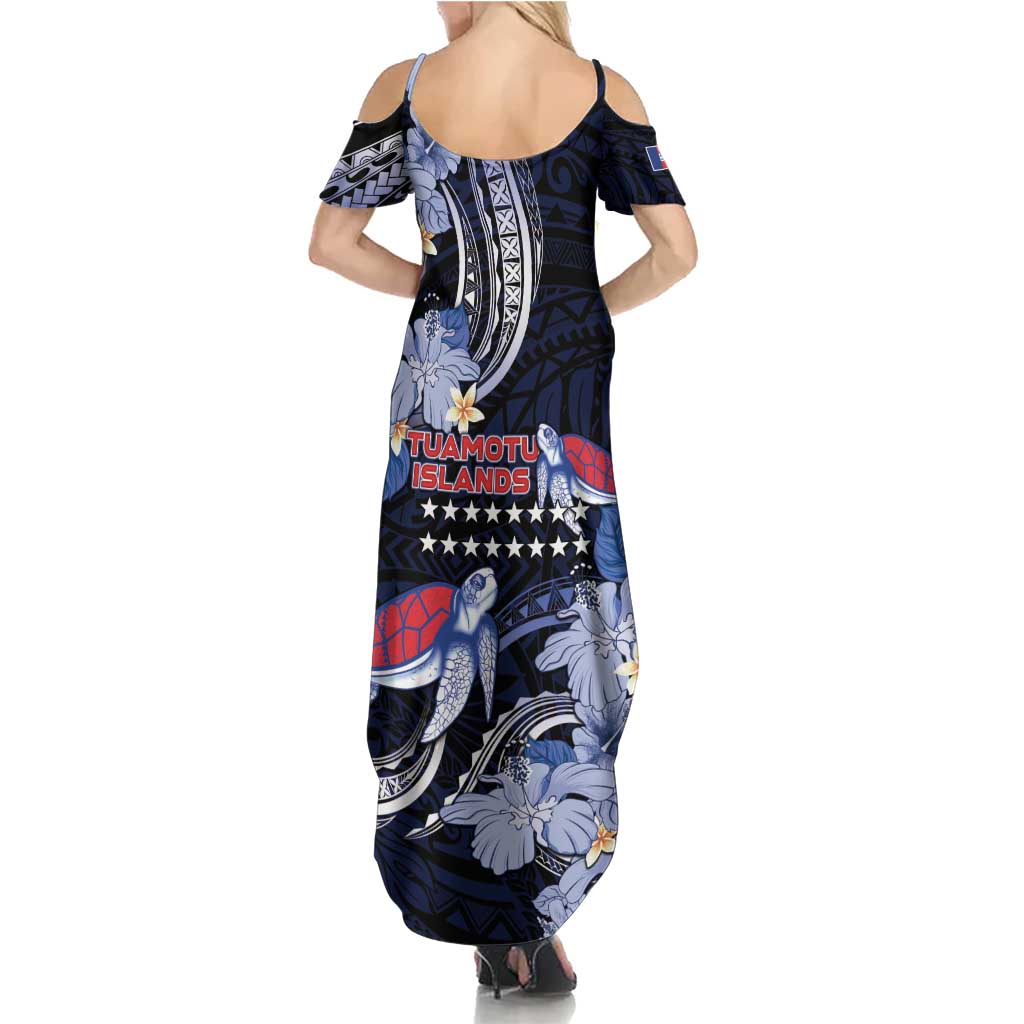 Tuamotu Islands Summer Maxi Dress Polynesian Pattern With Turtle