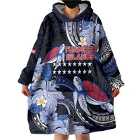 Tuamotu Islands Wearable Blanket Hoodie Polynesian Pattern With Turtle