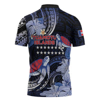 Tuamotu Islands Zipper Polo Shirt Polynesian Pattern With Turtle