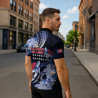 Tuamotu Islands Zipper Polo Shirt Polynesian Pattern With Turtle