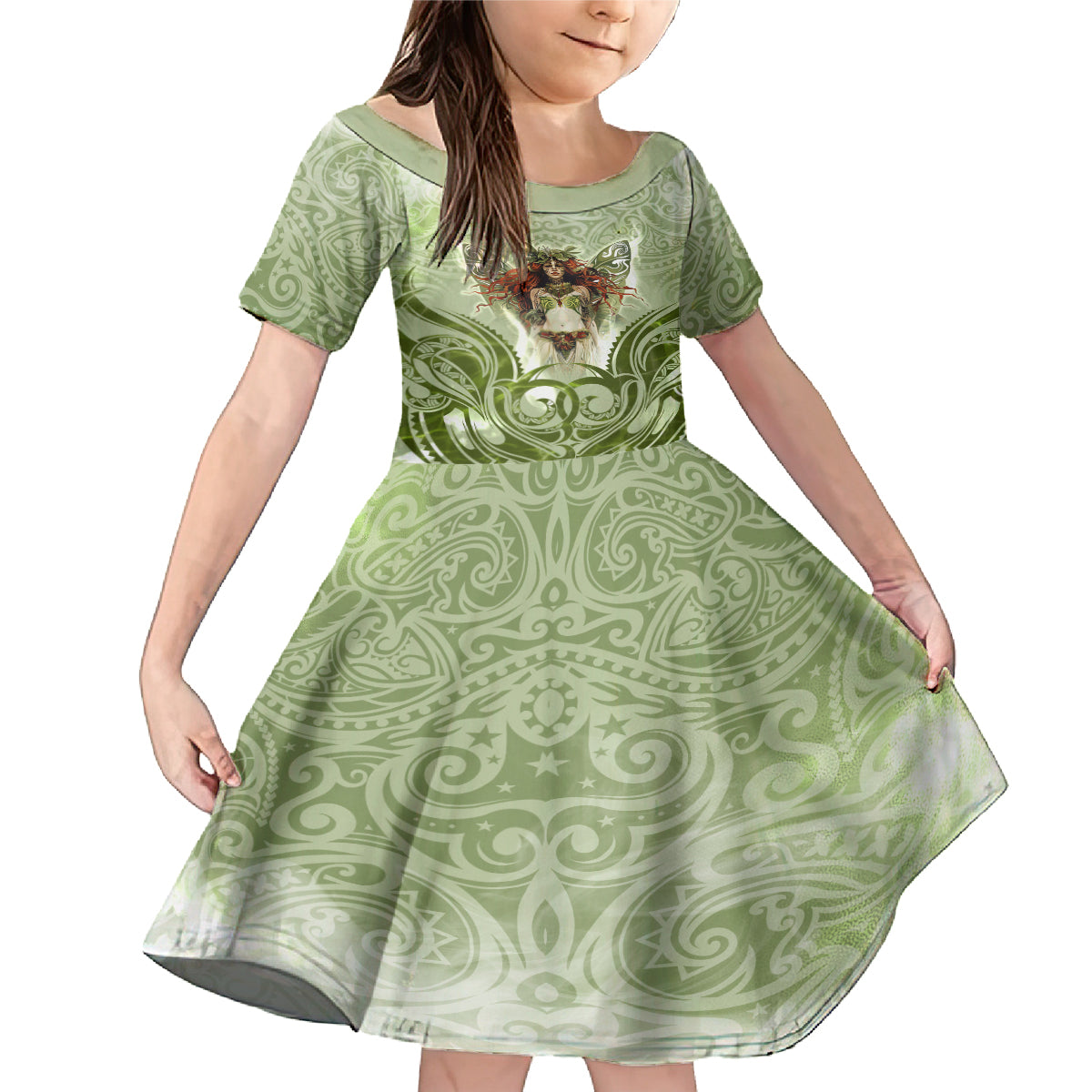 New Zealand Maori Fairy Patupaiarehe Family Matching Mermaid Dress and Hawaiian Shirt Polynesian Style LT05 Daughter's Dress Red - Polynesian Pride