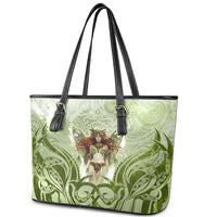 New Zealand Maori Fairy Patupaiarehe Leather Tote Bag Polynesian Style