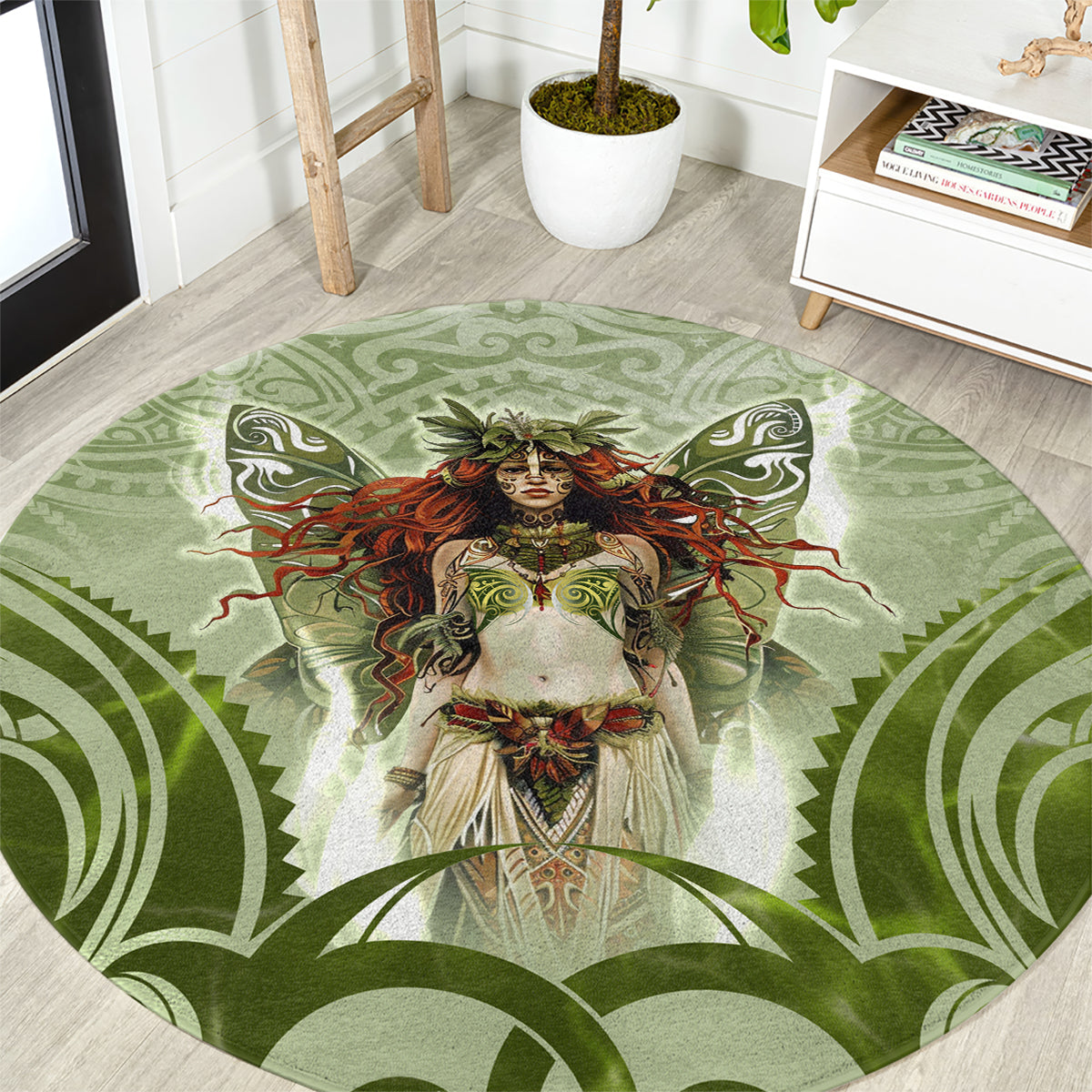 New Zealand Maori Fairy Patupaiarehe Round Carpet Polynesian Style LT05 Red - Polynesian Pride