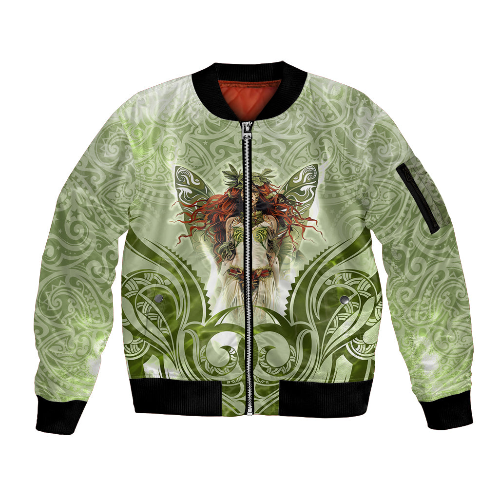 New Zealand Maori Fairy Patupaiarehe Sleeve Zip Bomber Jacket Polynesian Style LT05 Unisex Red - Polynesian Pride