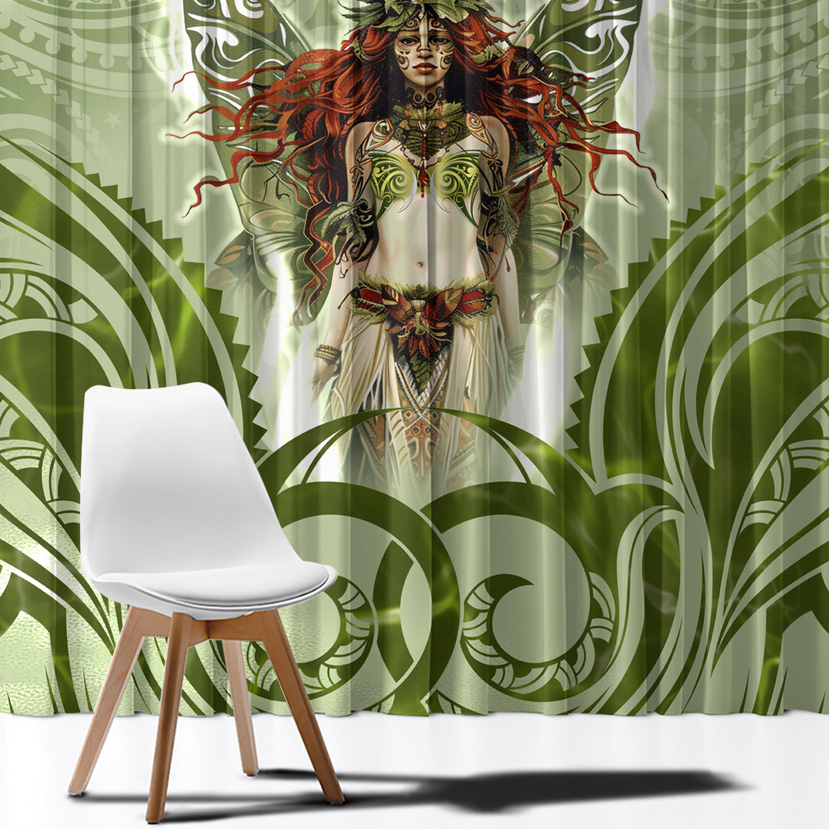 New Zealand Maori Fairy Patupaiarehe Window Curtain Polynesian Style