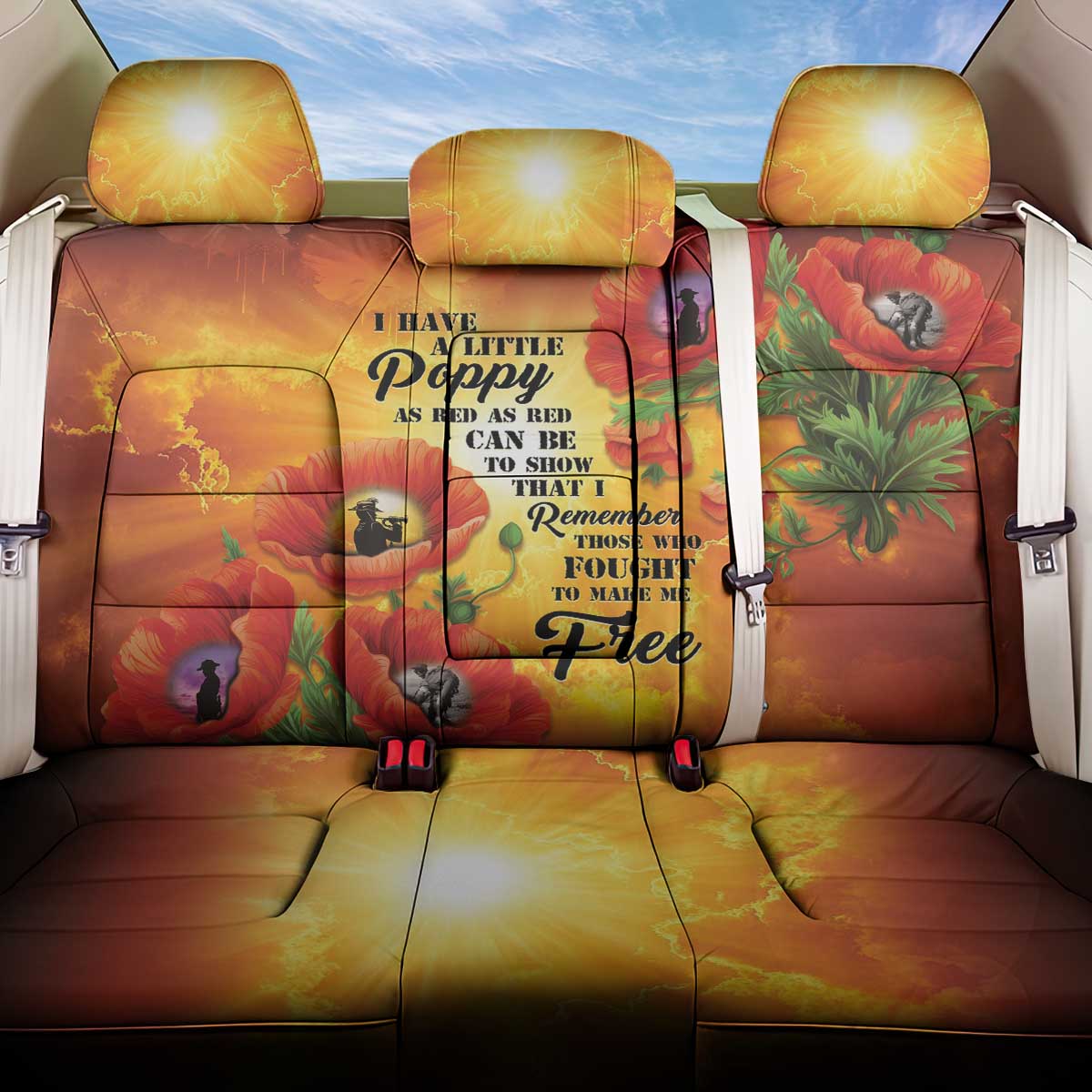 ANZAC Day Red Poppy Back Car Seat Cover Honoring The ANZAC Spirit