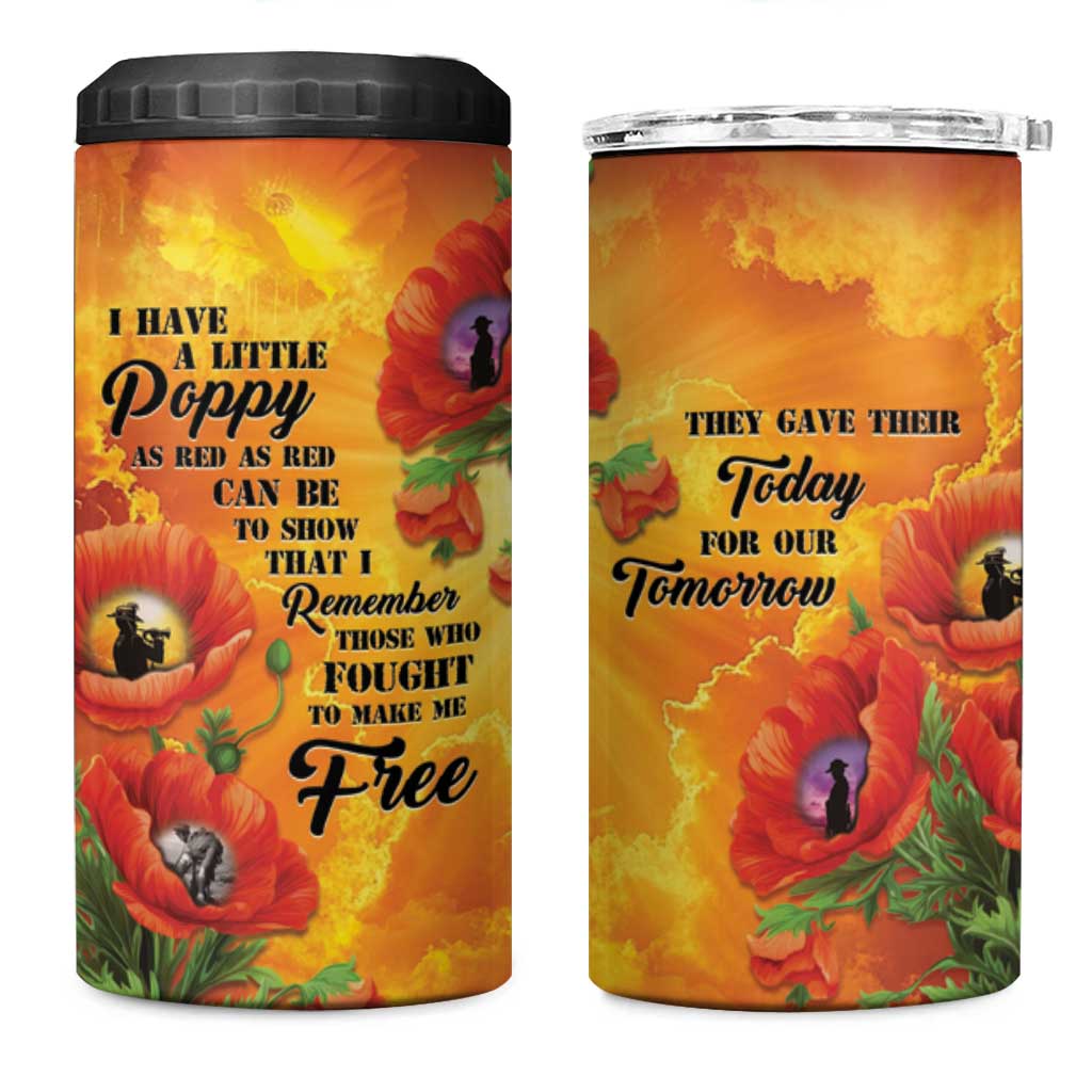 ANZAC Day Red Poppy 4 in 1 Can Cooler Tumbler Honoring The ANZAC Spirit