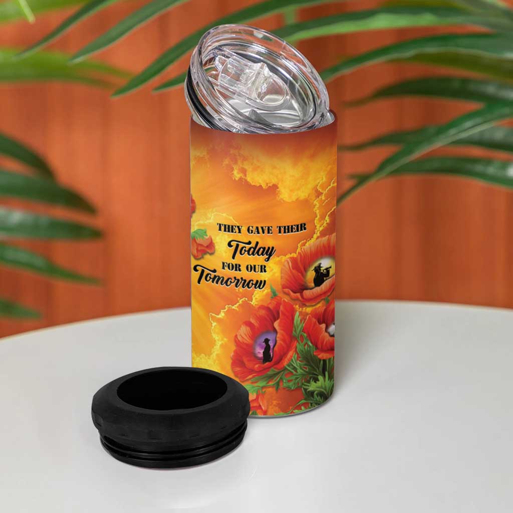 ANZAC Day Red Poppy 4 in 1 Can Cooler Tumbler Honoring The ANZAC Spirit