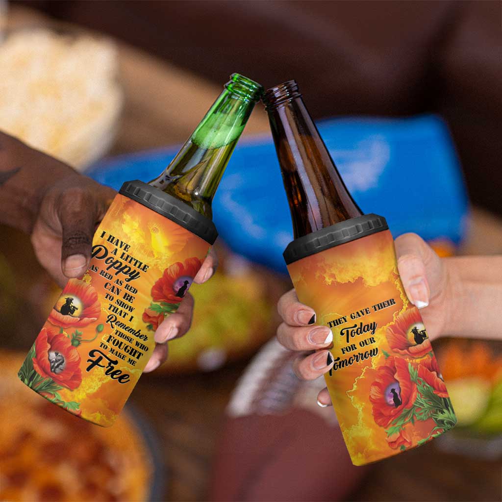 ANZAC Day Red Poppy 4 in 1 Can Cooler Tumbler Honoring The ANZAC Spirit