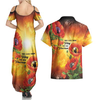 ANZAC Day Red Poppy Couples Matching Summer Maxi Dress and Hawaiian Shirt Honoring The ANZAC Spirit LT05 - Polynesian Pride