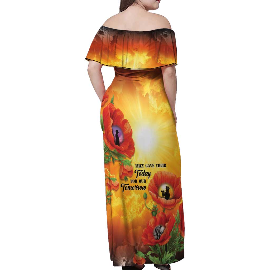 ANZAC Day Red Poppy Family Matching Off Shoulder Maxi Dress and Hawaiian Shirt Honoring The ANZAC Spirit