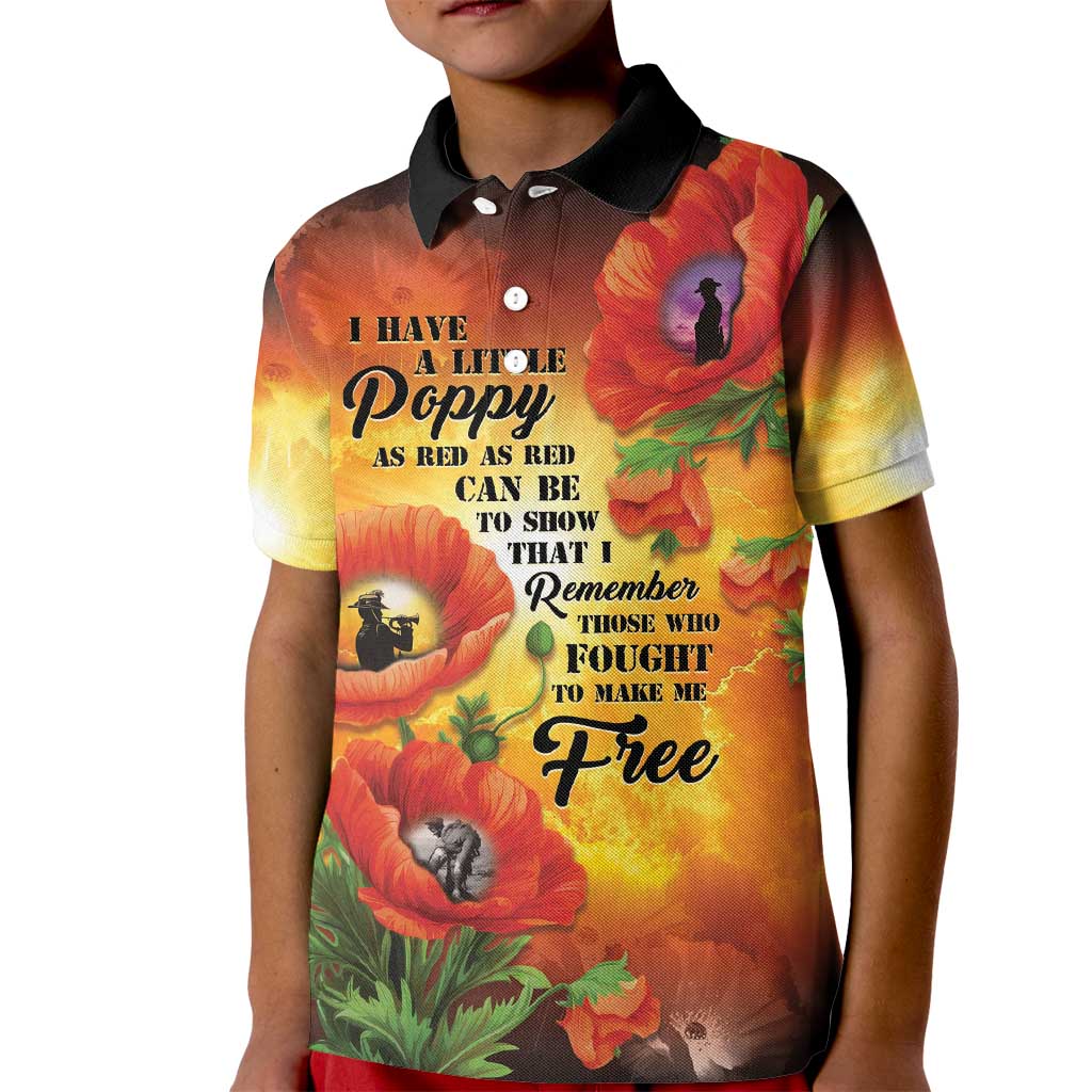 ANZAC Day Red Poppy Kid Polo Shirt Honoring The ANZAC Spirit LT05 Kid Orange - Polynesian Pride