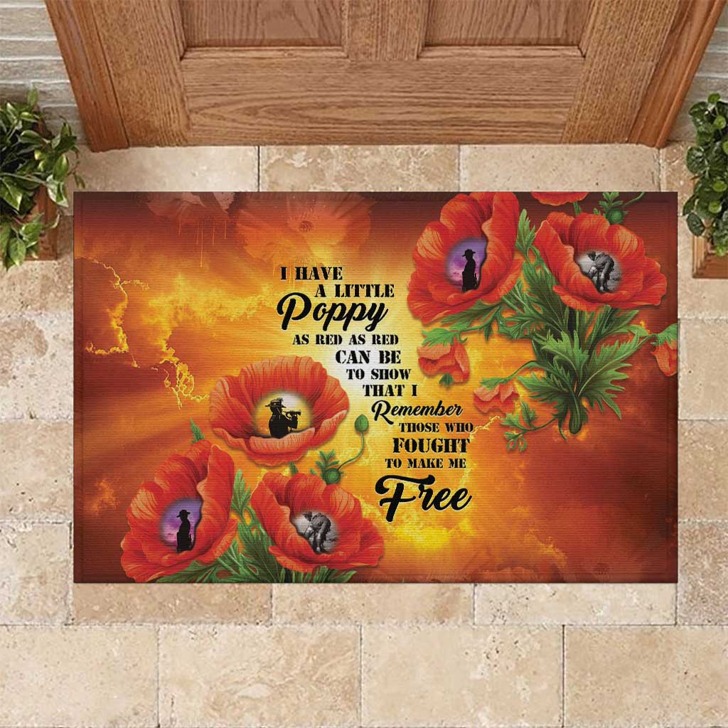 ANZAC Day Red Poppy Rubber Doormat Honoring The ANZAC Spirit LT05 Orange - Polynesian Pride
