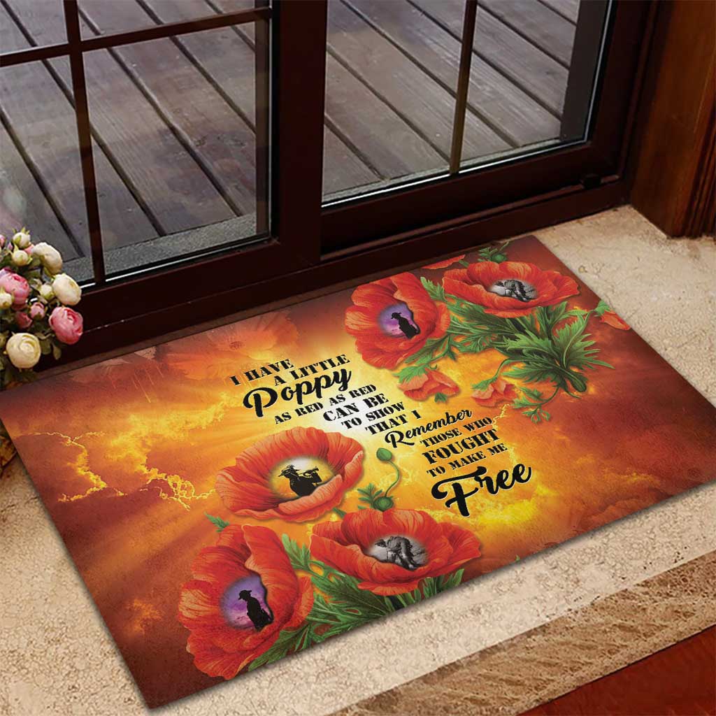 ANZAC Day Red Poppy Rubber Doormat Honoring The ANZAC Spirit LT05 - Polynesian Pride