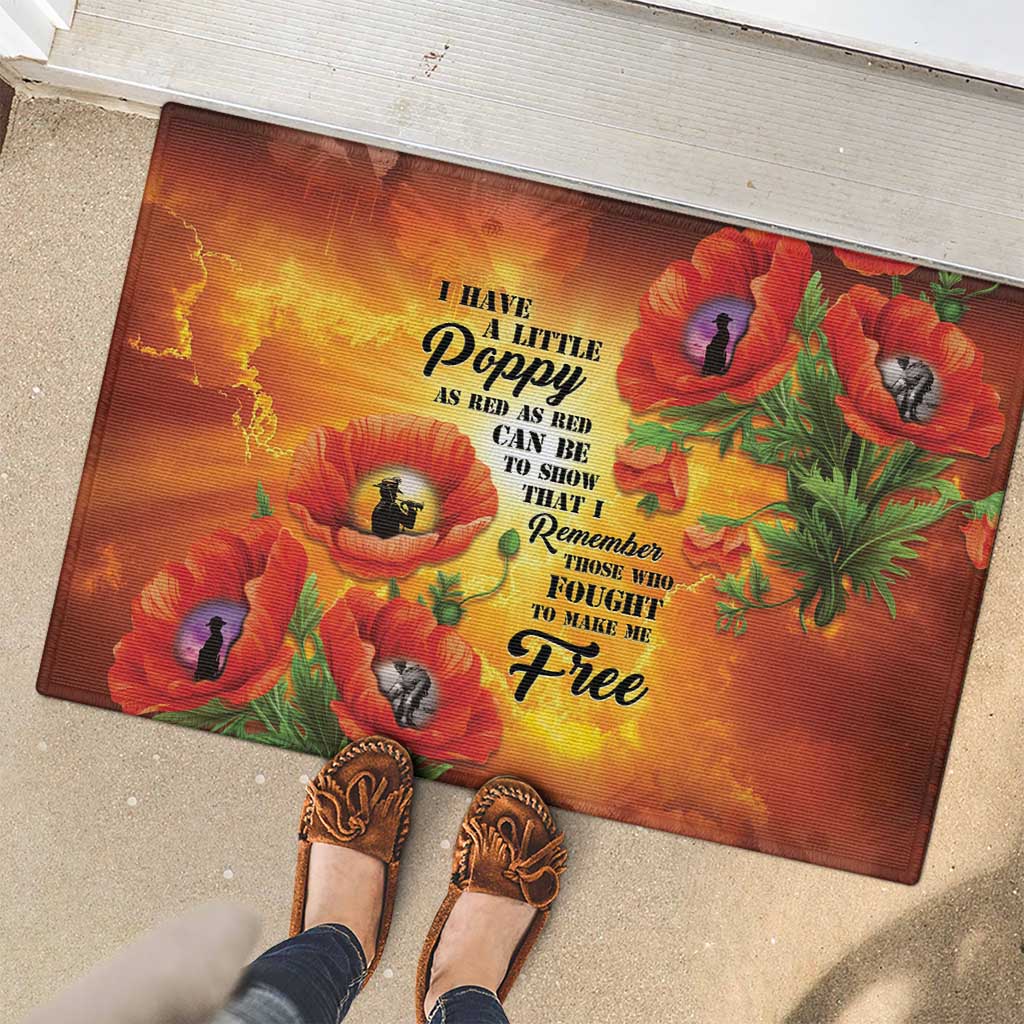 ANZAC Day Red Poppy Rubber Doormat Honoring The ANZAC Spirit LT05 - Polynesian Pride