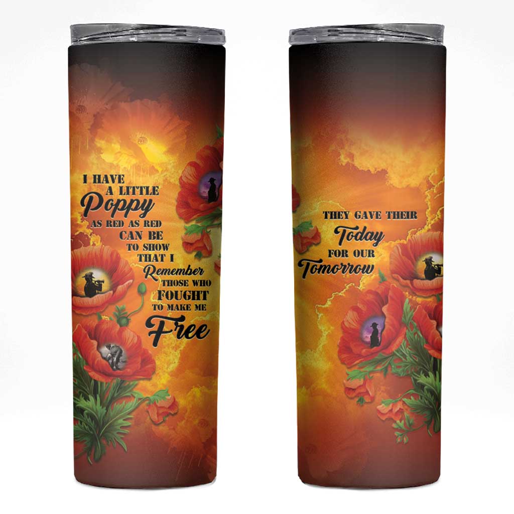 ANZAC Day Red Poppy Skinny Tumbler Honoring The ANZAC Spirit