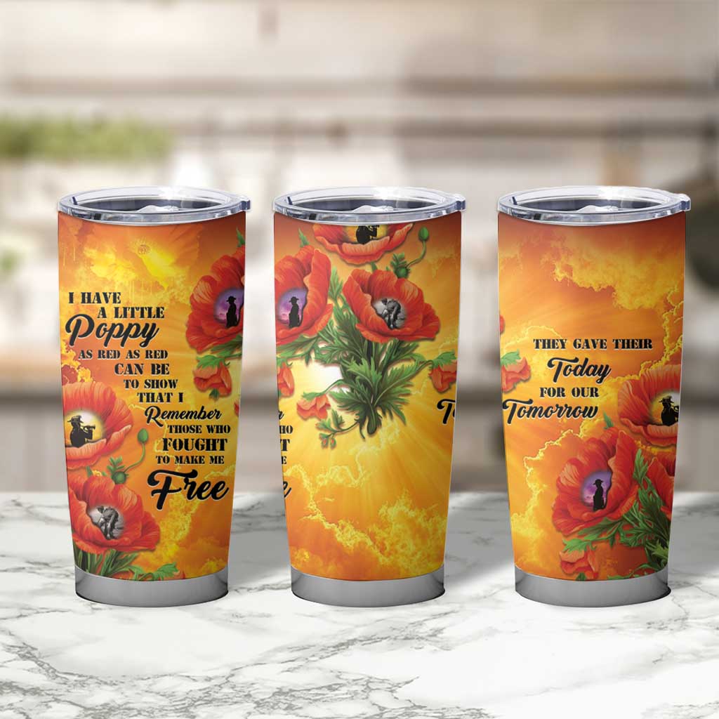 ANZAC Day Red Poppy Tumbler Cup Honoring The ANZAC Spirit
