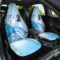 Aotearoa Maori Wahine Car Seat Cover Fantail Bird Blue Gold Marble