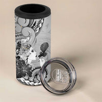 Aotearoa Maori Wahine 4 in 1 Can Cooler Tumbler Fantail Bird Black Gold Marble