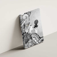 Aotearoa Maori Wahine Canvas Wall Art Fantail Bird Black Gold Marble