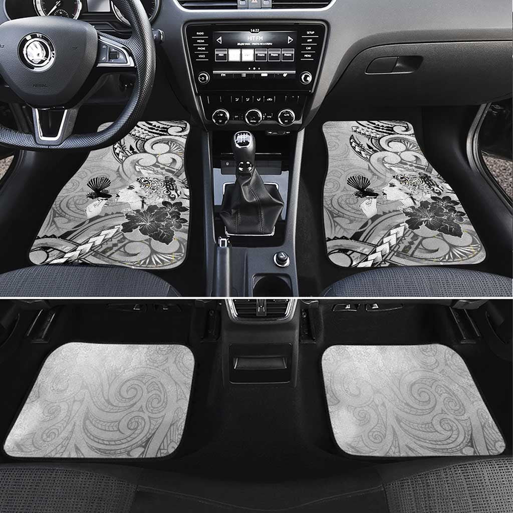 Aotearoa Maori Wahine Car Mats Fantail Bird Black Gold Marble