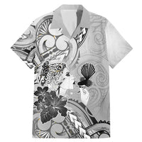 Aotearoa Maori Wahine Family Matching Mermaid Dress and Hawaiian Shirt Fantail Bird Black Gold Marble