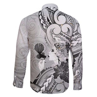 Aotearoa Maori Wahine Family Matching Off Shoulder Maxi Dress and Hawaiian Shirt Fantail Bird Black Gold Marble