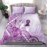 Aotearoa Maori Wahine Bedding Set Fantail Bird Purple Gold Marble