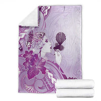 Aotearoa Maori Wahine Blanket Fantail Bird Purple Gold Marble