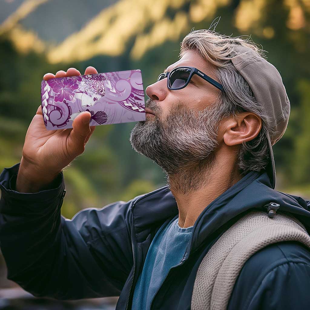 Aotearoa Maori Wahine 4 in 1 Can Cooler Tumbler Fantail Bird Purple Gold Marble