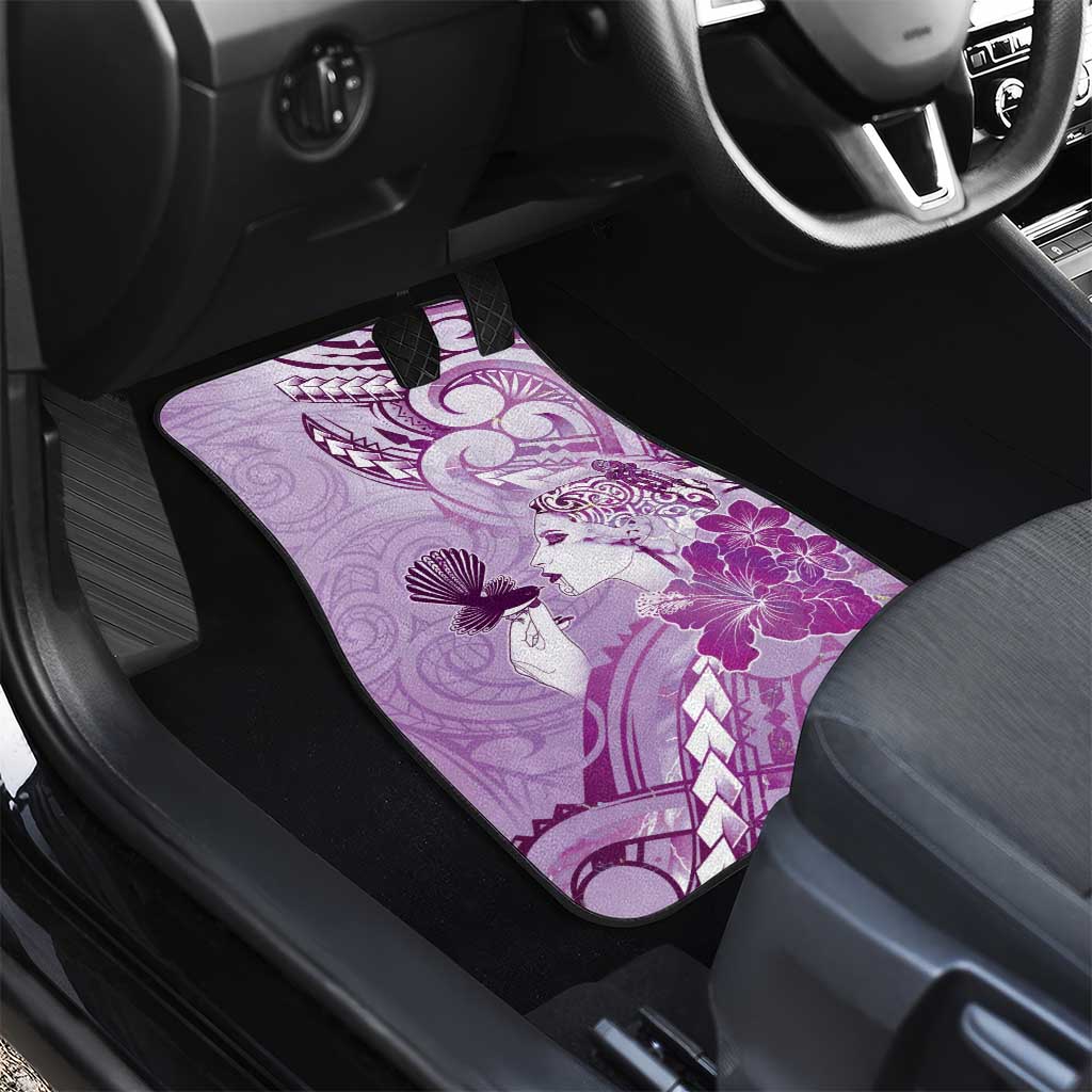 Aotearoa Maori Wahine Car Mats Fantail Bird Purple Gold Marble