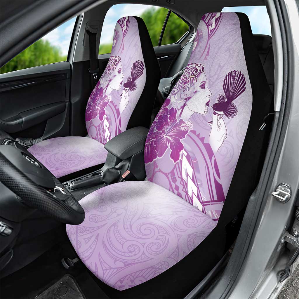 Aotearoa Maori Wahine Car Seat Cover Fantail Bird Purple Gold Marble