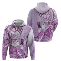 Aotearoa Maori Wahine Hoodie Fantail Bird Purple Gold Marble